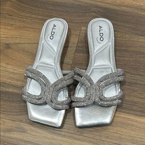 Aldo Metallic Silver Women's Sandals